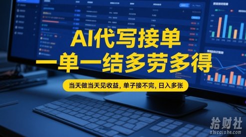 AI代写接单,一单一结多劳多得,当天做当天见收益,单子接不完,日入多张【全网最全实操课程】