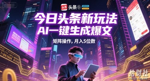 今日头条新玩法,AI一键生成爆文,矩阵操作,月入5位数