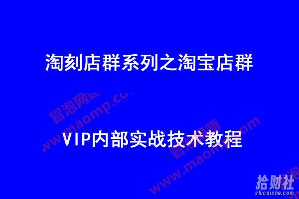 淘刻店群系列之淘宝店群VIP内部实战技术教程（附全套软件）