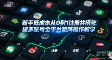 新手低成本从0到1注册并搭建多账号全平台矩阵操作教学，手机号-邮箱-IP-工具
