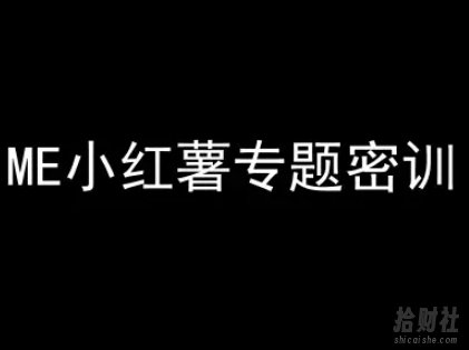 ME小红薯专题密训-小红书电商教程