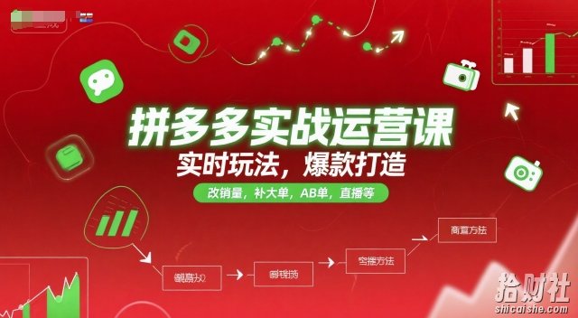 拼多多实战运营课,实时玩法,爆款打造,改销量,补大单,AB单,直播等(更新2025月)