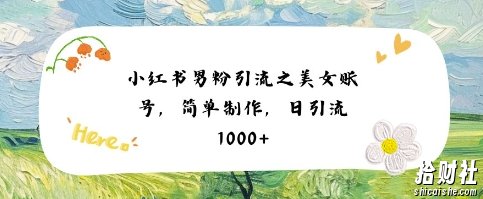 小红书男粉引流项目之美女账号6，简单制作，条条爆款原创，不违规