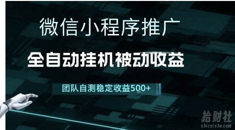 小程序推广项目最新3.0,上手简单,长期稳定,独家引流方法,让你真正实现睡后收入【揭秘】