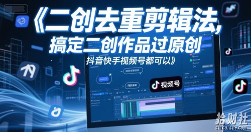 短视频二创去重剪辑法,搞定二创作品过原创,抖音快手视频号都可以