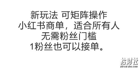 可矩阵操作,小红书商单新玩法,适合所有人,无需粉丝门槛,1粉丝也可以接单