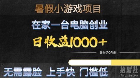 暑假小游戏项目,在家一台电脑创业,日收益1k+,无需露脸,上手快门槛低【揭秘】
