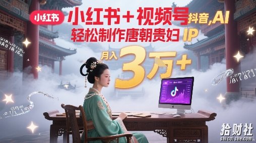小红书+视频号+抖音，AI轻松制作唐朝贵妇IP，每天30分钟，轻松产出N条，月入3W+