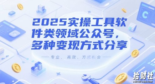 2025实操工具软件类领域公众号,多种变现方式分享