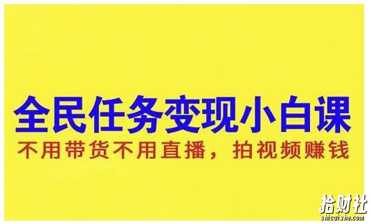 抖音全民任务变现小白课,不用带货不用直播,拍视频就能賺米