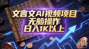 文言文AI视频项目，无脑操作，日入1K以上