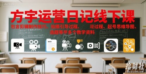 方宇运营日记线下课，包含剪辑制作技巧、拍摄引导过程、起号思维导图、选题等多个教学资料