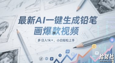最新AI一键生成铅笔画爆款视频，多平台分发，日 入1k+，小白轻松上手【揭秘】