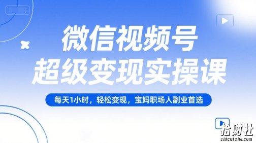 微信视频号超级变现实操课,每天1小时,轻松变现,宝妈职场人副业首选
