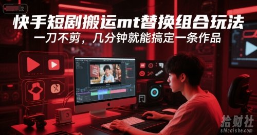 快手短剧搬运mt替换组合玩法，一刀不剪，几分钟就能搞定一条作品