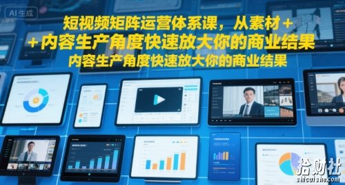 短视频矩阵运营体系课,从素材+内容生产角度快速放大你的商业结果