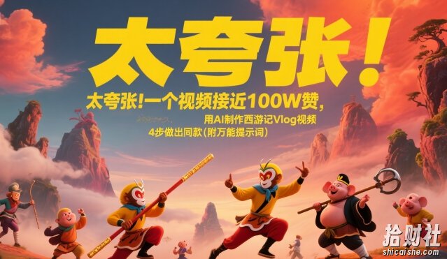太夸张！一个视频接近100W赞，用AI制作西游记Vlog视频，全流程拆解来了(附万能提示词)