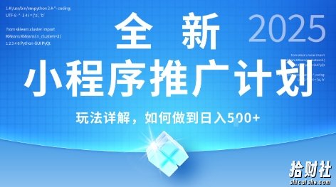 2025年最新小程序推广计划,简单操作,独家技术,日均5张+【揭秘】