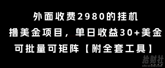 外面收费2980的挂G撸美金项目，单日收益30+美金，可批量可矩阵【揭秘】