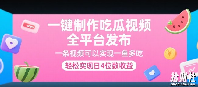 一键制作吃瓜视频,全平台发布,一条视频可以实现一鱼多吃,轻松实现日4位数收益【揭秘】