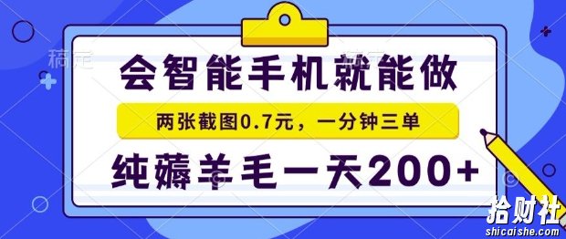 2025年零撸手机项目，二十秒一单，纯薅羊毛，一天200+做就有【揭秘】