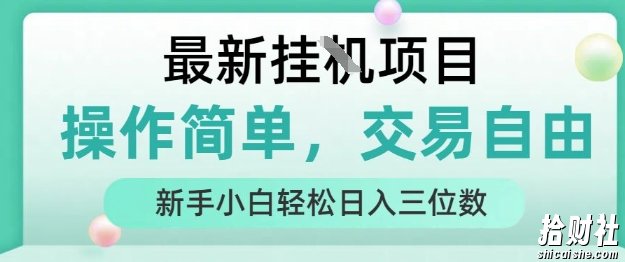 最新挂G项目，操作简单，交易自由，人人可上手，新手小白轻松日入三位数【揭秘】