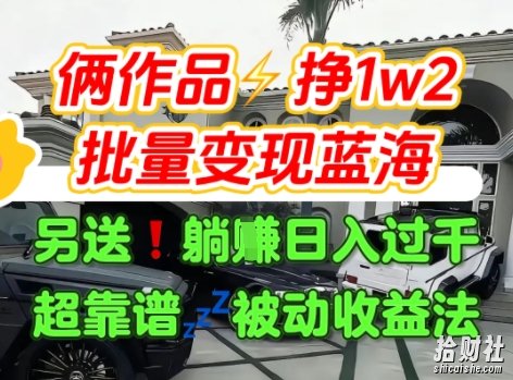 只靠2个作品点赞数量就挣1.2W，不导私域也能变现了【支持矩阵】汽水音乐门种草项目