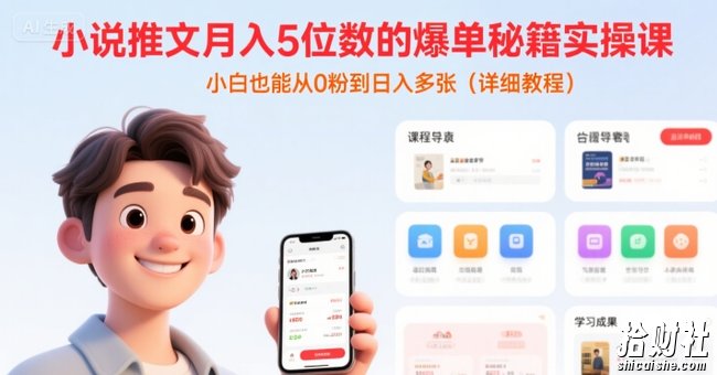 小说推文月入5位数的爆单秘籍实操课，，小白也能从0粉到日入多张(详细教程)