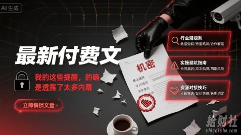 最新付费文：我的这些提醒，的确是透露了太多内幕