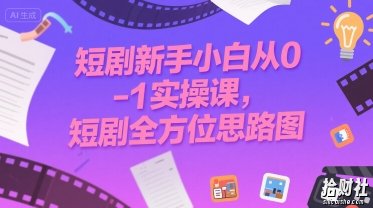 短剧新手小白从0-1实操课,短剧全方位思路图