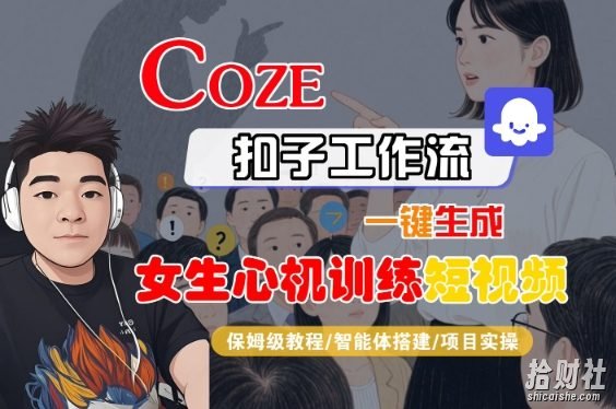 COZE扣子工作流一键生成女生心机训练短视频，保姆级教程-智能体搭建-项目实操