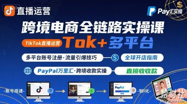 跨境电商线上课,TikTok 直播运营 + 多平台账号注册 + PayPal 万里汇实操教程