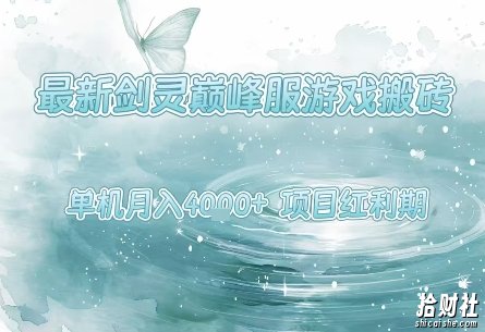 最新剑灵巅峰服游戏搬砖，项目红利期，单机稳定月入4k+操作简单好上手【揭秘】
