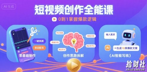 短视频创作课,短视频制作、创作思路、Ai写爆款文案
