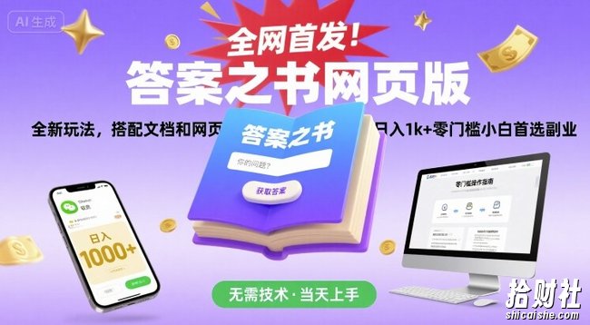 全网首发！答案之书网页版，全新玩法，搭配文档和网页，日入1k+零门槛小白首选副业【揭秘】