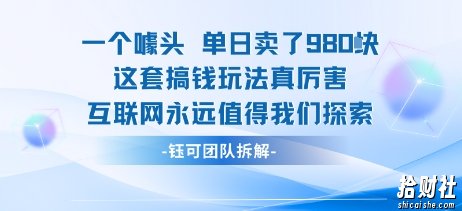 一个噱头单日卖了980米 这套搞钱玩法真厉害 互联网永远值得我们探索