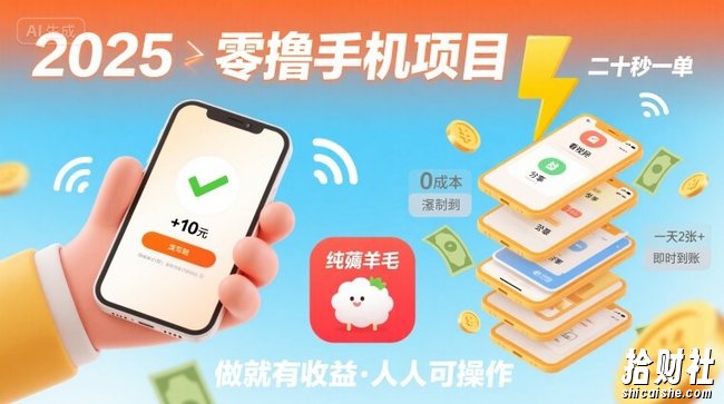 2025年零撸手机项目，二十秒一单，纯薅羊毛 一天2张+做就有【揭秘】
