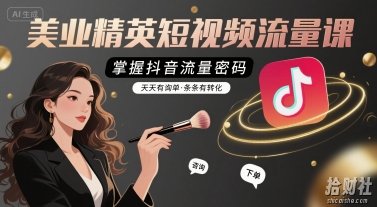 美业精英短视频流量课,掌握抖音流量密码,天天有询单,条条有转化