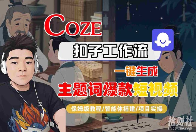 COZE扣子工作流一键生成主题词爆款短视频,保姆级教程-智能体搭建-项目实操