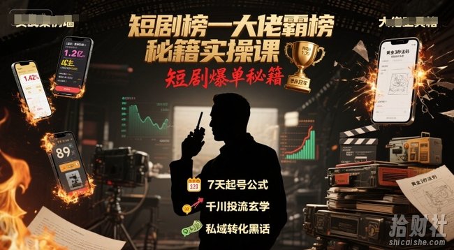 短剧榜一大佬霸榜秘籍实操课，短剧爆单秘籍