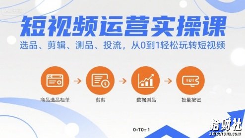短视频运营实操课,选品、剪辑、测品、投流,从0到1轻松玩转短视频