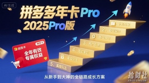 拼多多年卡2025Pro版,五大板块从认知到基础、从推广到活动、从活动到玩法