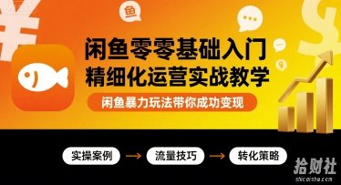 闲鱼零基础入门精细化运营实战教学,闲鱼暴力玩法带你成功变现