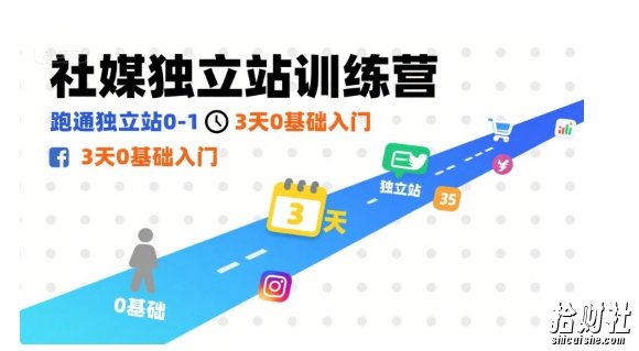 社媒独立站训练营,跑通独立站0-1,3天0基础入门
