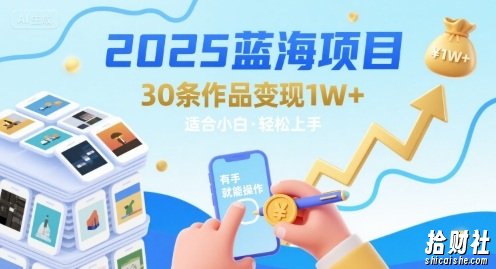 2025蓝海项目30条作品 变现1w+ 有手就能操作适合小白做
