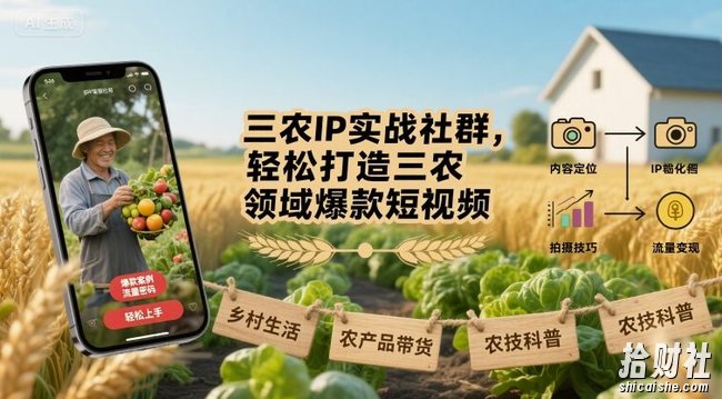 三农IP实战社群，轻松打造三农领域爆款短视频