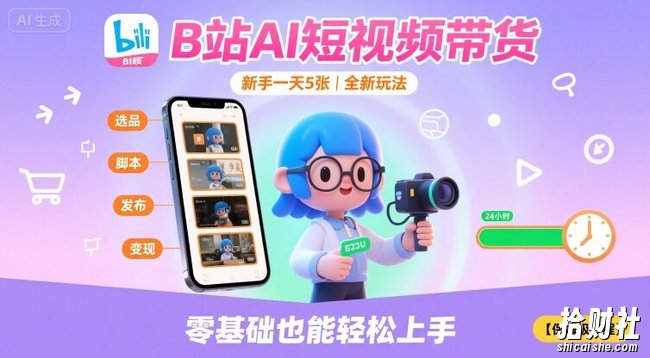 B站AI短视频带货,新手一天5张,全新玩法【保姆级教程】