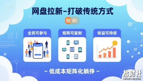 网盘拉新-打破传统方式,低成本矩阵化躺挣,全民可参与、矩阵可复制、收益可持续【揭秘】