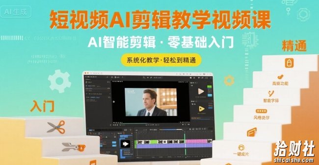短视频AI剪辑教学视频课,入门到精通