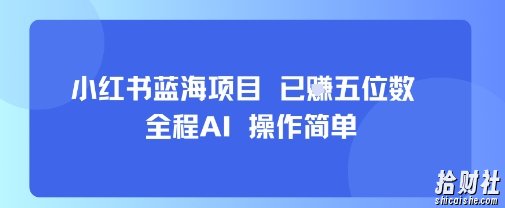 小红书蓝海项目，全程AI，操作简单，已挣五位数